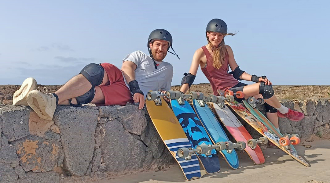 surfskate fuerteventura boards in the sun